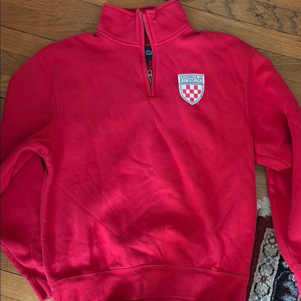 Red Quarter-Zip Sweatshirt with Embroidered Logo